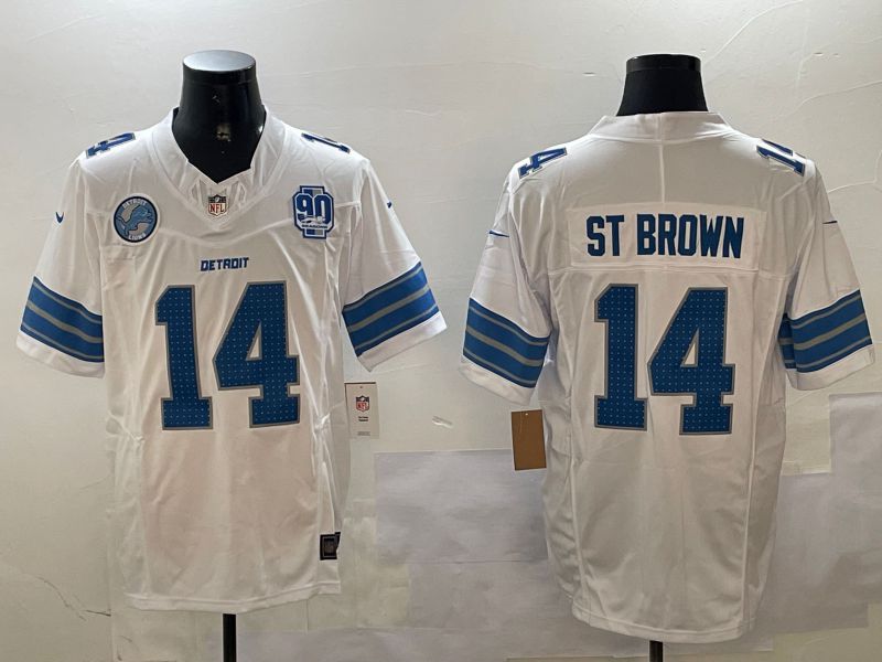 Men Detroit Lions #14 St Brown White three generations 2024 Nike Limited NFL Jersey style 4->detroit lions->NFL Jersey